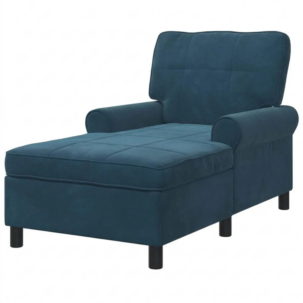 Bequeme Samt-Lounge-Liege mit Kissen in Blau