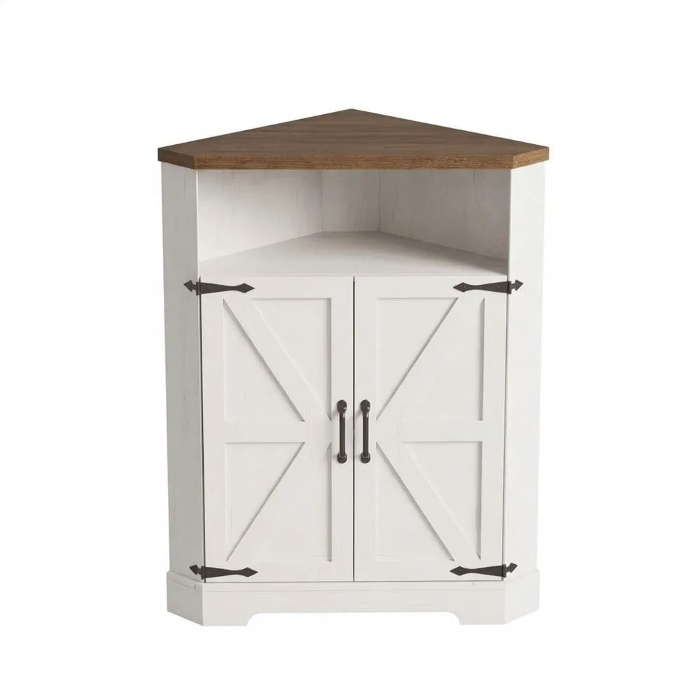 Eckschrank mit verstellbaren Einlegeböden und offenem Ablagefach, ideal für Wohnzimmer, Flur und Bad