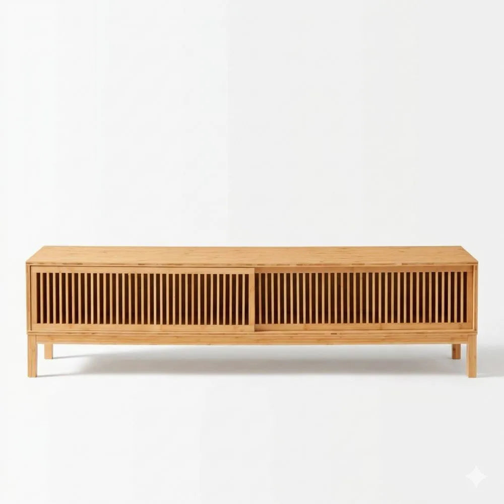 TV-Tisch aus Bambus mit Stauraum, 140x40x38cm