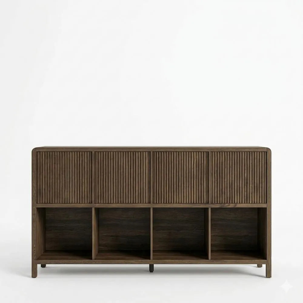 Moderne Sideboard mit 4 Türen und 8 Fächern in Walnussoptik