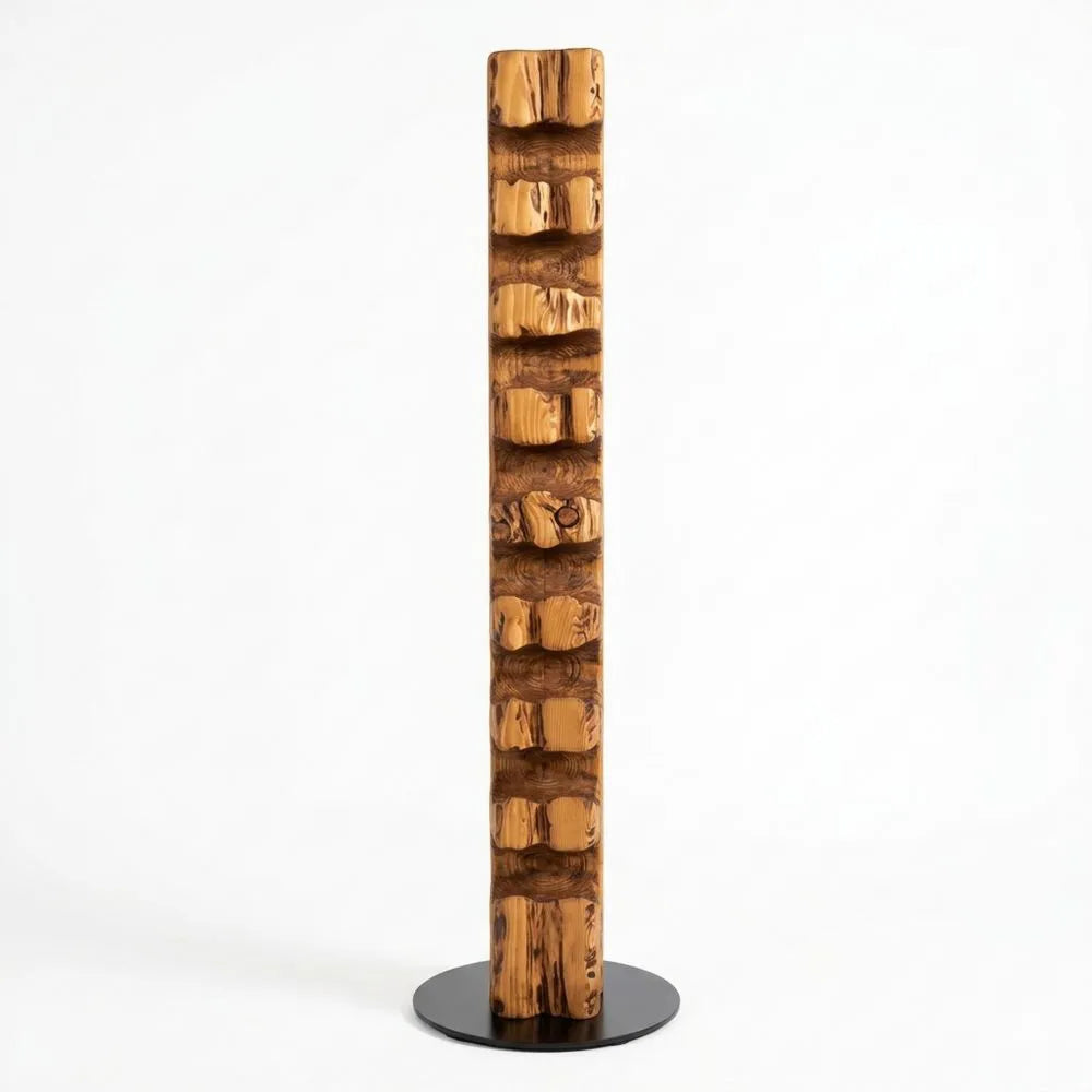 Rustikales Weinregal aus Holz für 8 Flaschen, handgefertigt, 113 cm Höhe