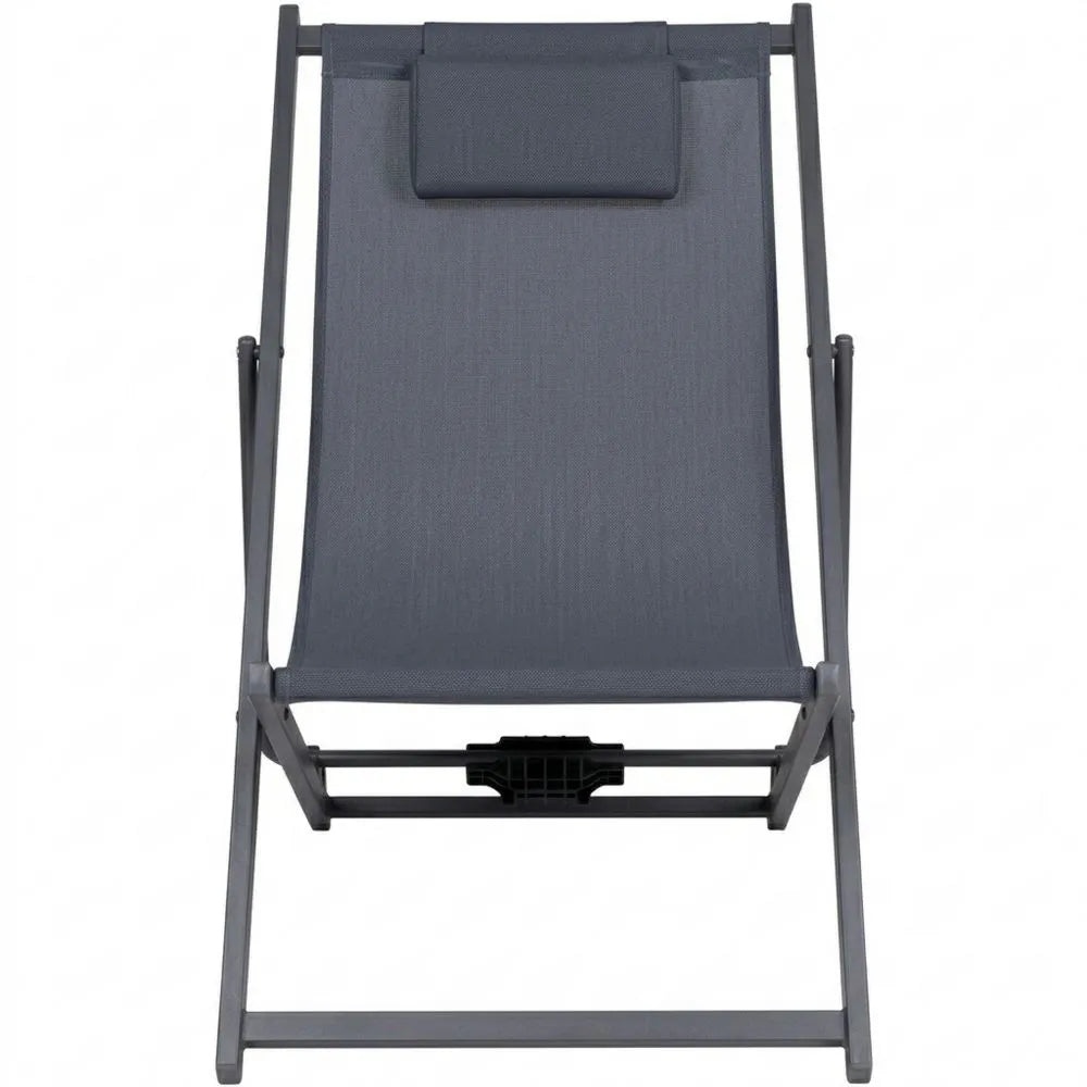 Klappbarer Metall-Liegestuhl, belastbar bis 150kg, 4-fach verstellbare Rückenlehne, für Garten und Terrasse