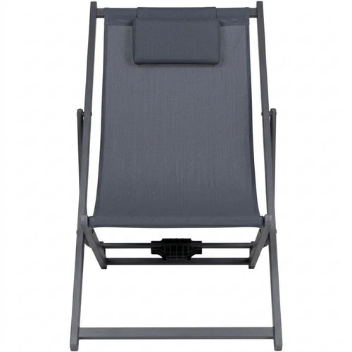 Klappbarer Metall-Liegestuhl, belastbar bis 150kg, 4-fach verstellbare Rückenlehne, für Garten und Terrasse