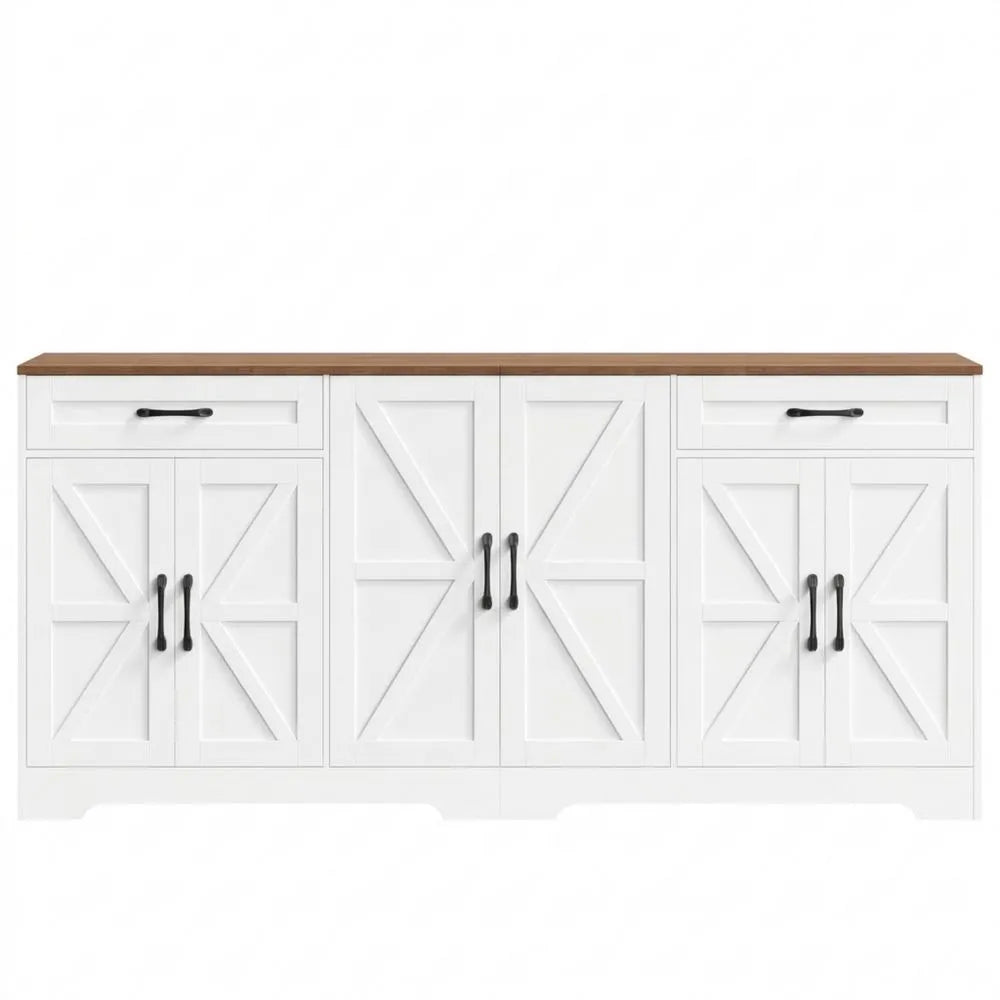 Großes Küchen-Sideboard mit Arbeitsfläche, 6 Türen, 2 Schubladen und verstellbaren Regalen
