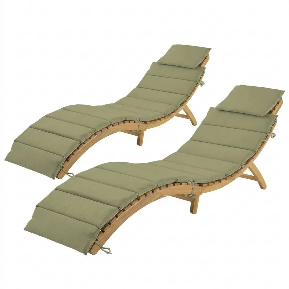Gartenliegestuhl Set mit Kissen, Holz und Polyester