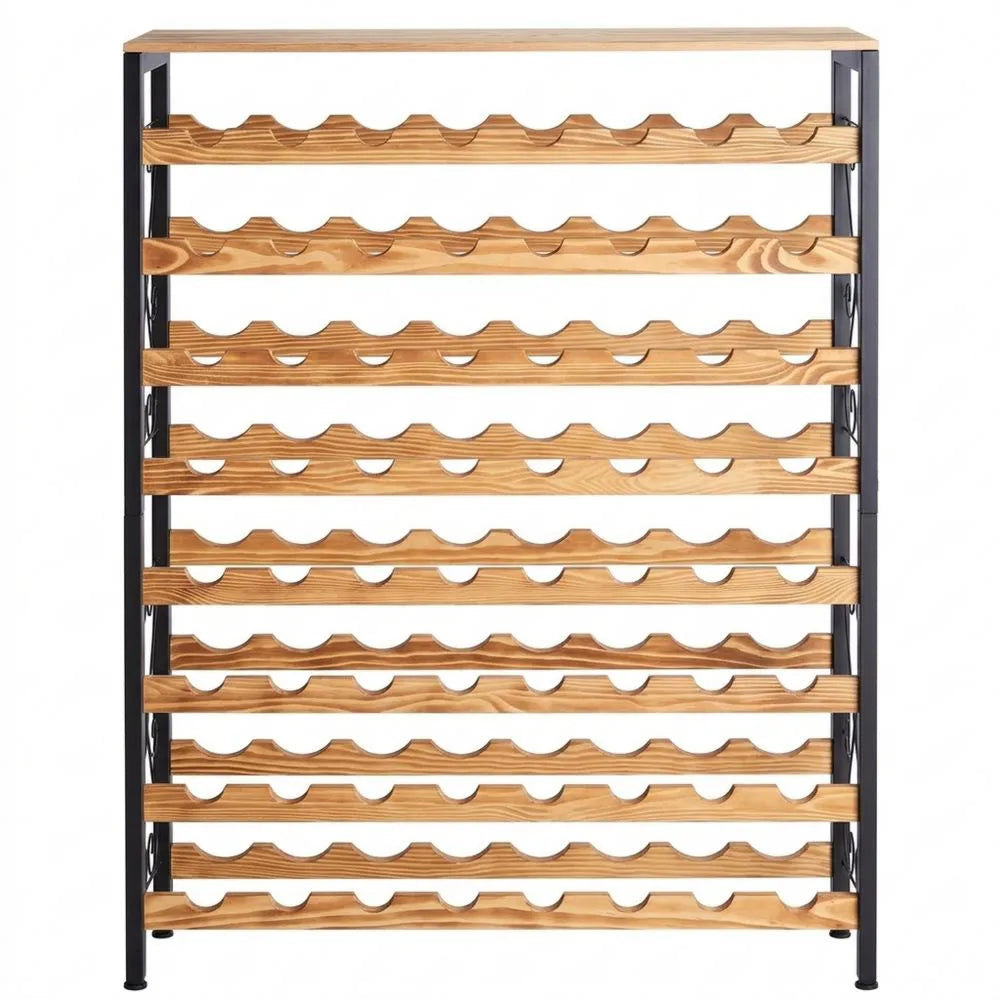 Freistehendes Weinregal für 48 Flaschen, 8 Ebenen, verstellbare Füße, robustes Design, ideal für Küche und Bar