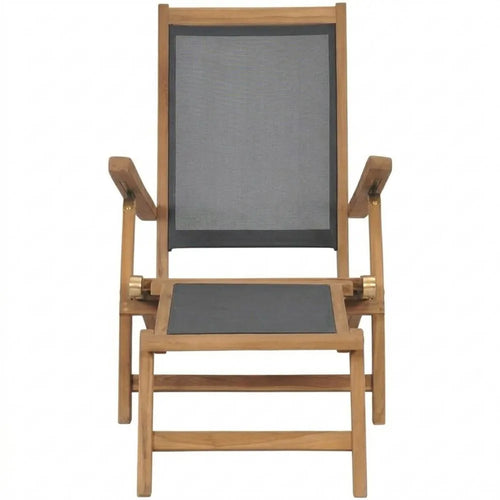 Klappbarer Liegestuhl aus Teakholz für Garten und Terrasse, Schwarz